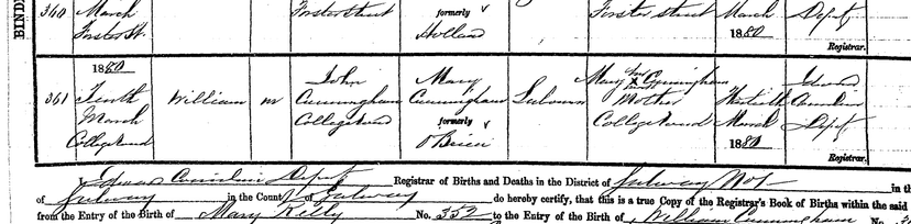 William Cunningham birth cert